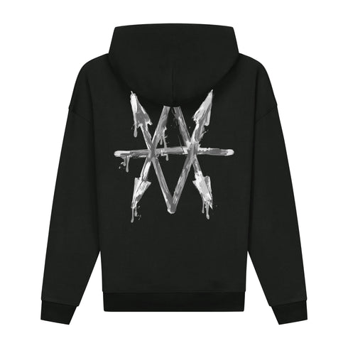 Hoodie Black Painted Logo Grey