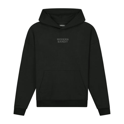 Hoodie Black Painted Logo Grey