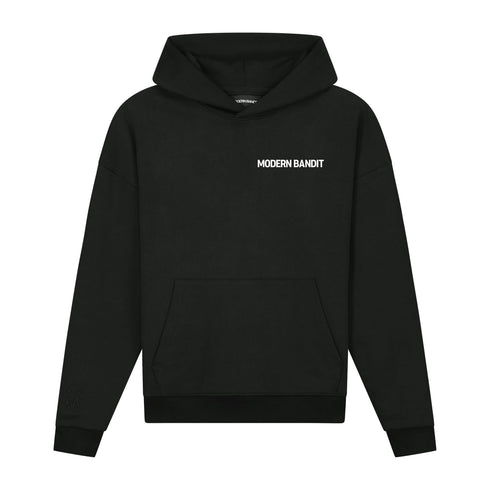 Hoodie Black Basic White