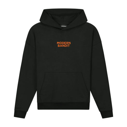 Hoodie Black Painted Logo Orange