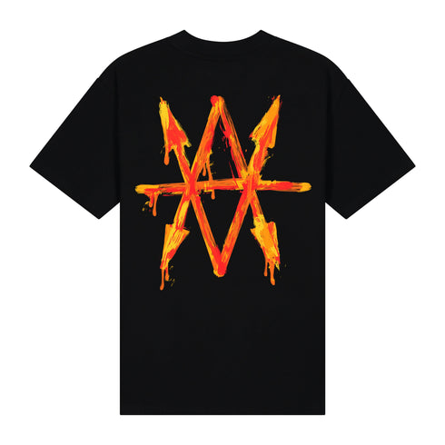 T-Shirt Black Painted Logo Orange
